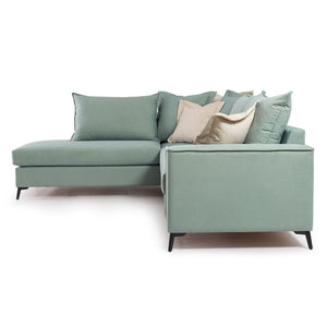 Γωνιακός καναπές δεξιά γωνία Romantic  ύφασμα Ciel-Cream 290x235x95εκ - Pakobazaar