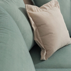 Γωνιακός καναπές δεξιά γωνία Romantic  ύφασμα Ciel-Cream 290x235x95εκ - Pakobazaar