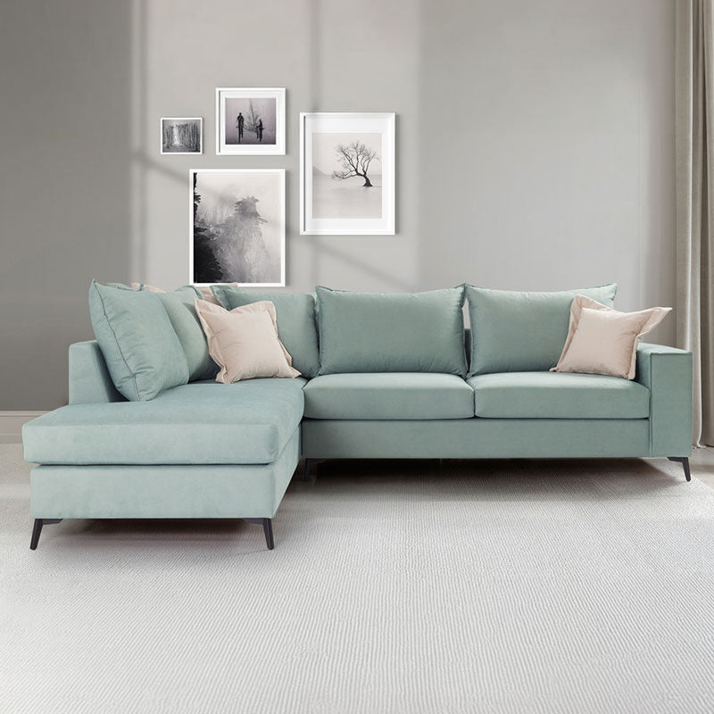 Γωνιακός καναπές δεξιά γωνία Romantic  ύφασμα Ciel-Cream 290x235x95εκ - Pakobazaar