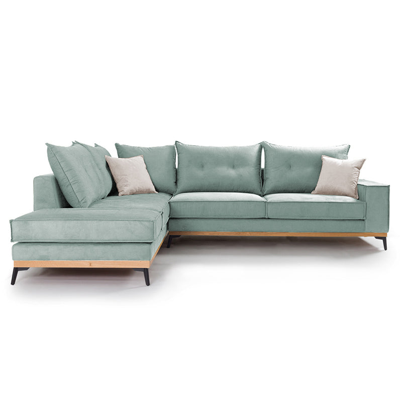 Γωνιακός καναπές δεξιά γωνία Luxury II  ύφασμα ciel-cream 290x235x95εκ - Pakobazaar