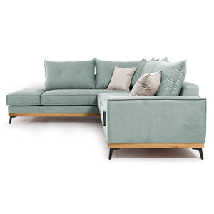 Γωνιακός καναπές δεξιά γωνία Luxury II  ύφασμα ciel-cream 290x235x95εκ - Pakobazaar
