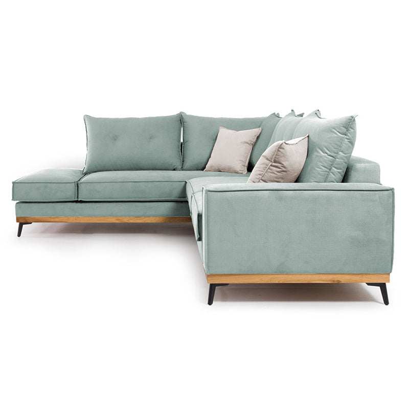 Γωνιακός καναπές δεξιά γωνία Luxury II  ύφασμα ciel-cream 290x235x95εκ - Pakobazaar