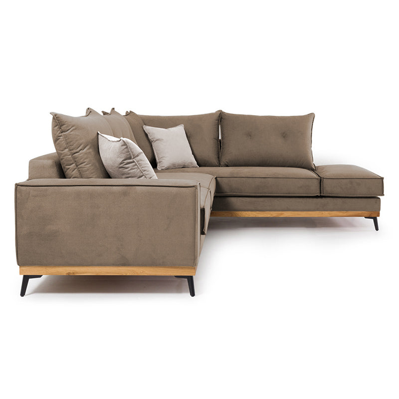 Γωνιακός καναπές αριστερή γωνία Luxury II  ύφασμα mocha-cream 290x235x95εκ - Pakobazaar