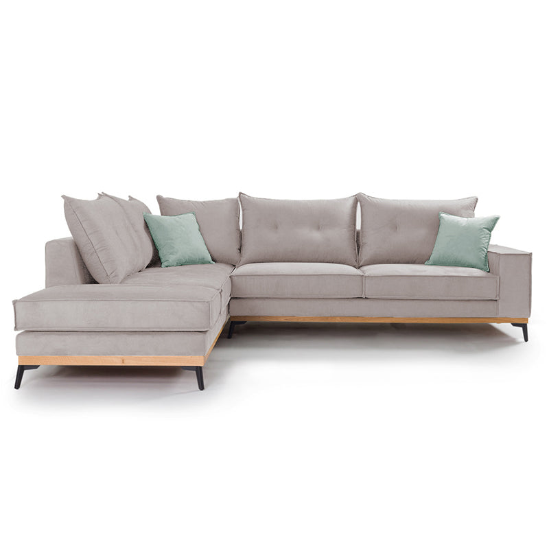 Γωνιακός καναπές δεξιά γωνία Luxury II  ύφασμα elephant-ciel 290x235x95εκ - Image 3