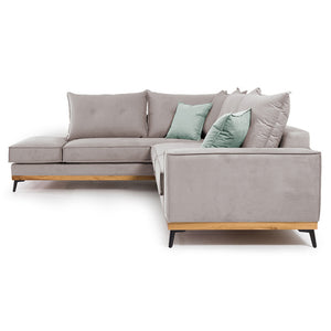 Γωνιακός καναπές δεξιά γωνία Luxury II  ύφασμα elephant-ciel 290x235x95εκ - Image 4