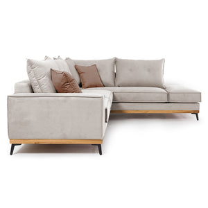 Γωνιακός καναπές αριστερή γωνία Luxury II  ύφασμα cream-mocha 290x235x95εκ - Pakobazaar