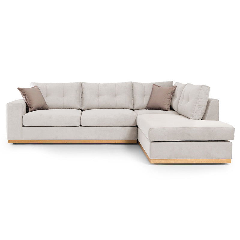 Γωνιακός καναπές αριστερή γωνία Boston  ύφασμα cream-mocha 280x225x90εκ - Pakobazaar