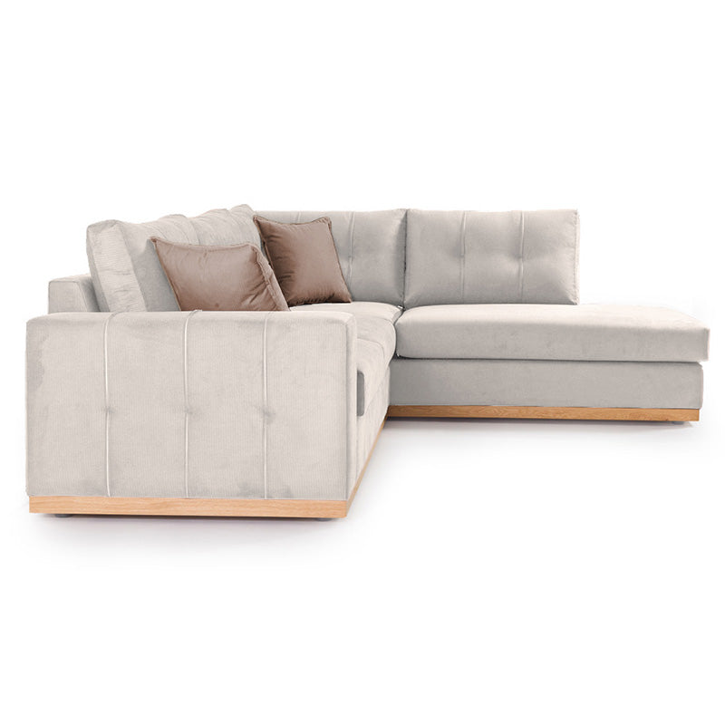 Γωνιακός καναπές αριστερή γωνία Boston  ύφασμα cream-mocha 280x225x90εκ - Pakobazaar