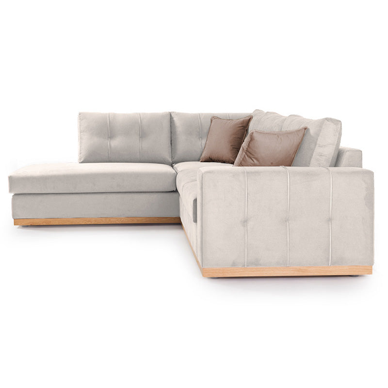 Γωνιακός καναπές δεξιά γωνία Boston  ύφασμα cream-mocha 280x225x90εκ - Image 4
