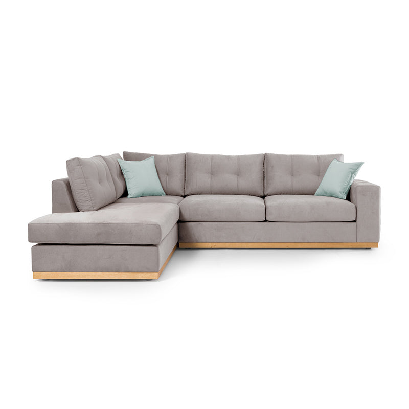 Γωνιακός καναπές δεξιά γωνία Boston  ύφασμα elephant-ciel 280x225x90εκ - Pakobazaar