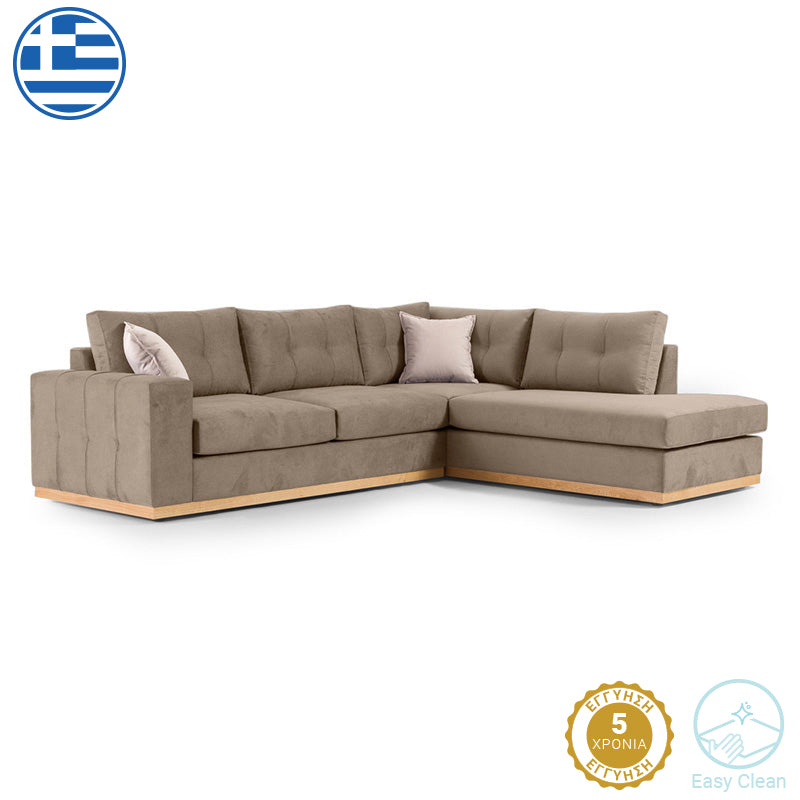 Γωνιακός καναπές αριστερή γωνία Boston  ύφασμα mocha-cream 280x225x90εκ - Pakobazaar
