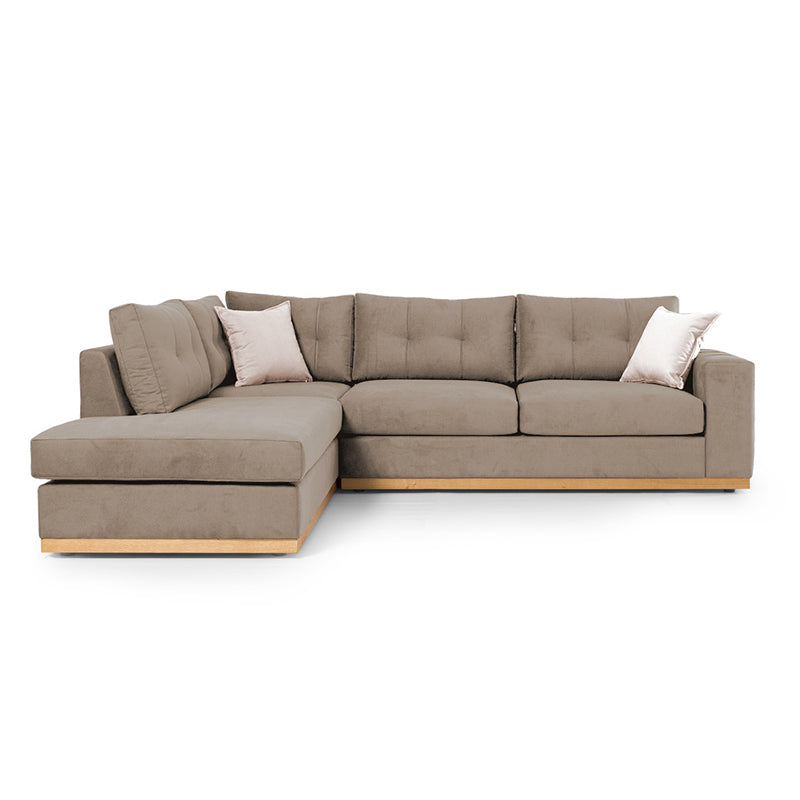 Γωνιακός καναπές δεξιά γωνία Boston  ύφασμα mocha-cream 280x225x90εκ - Pakobazaar