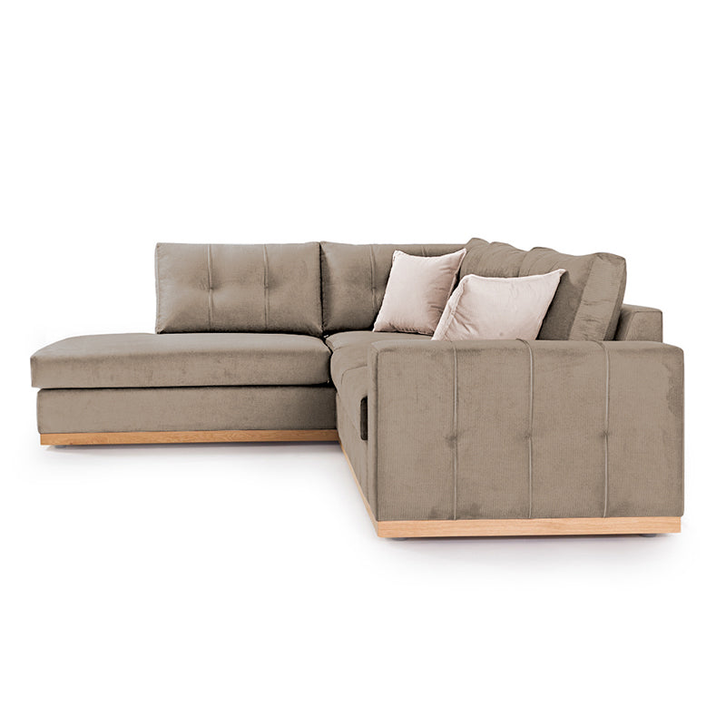 Γωνιακός καναπές δεξιά γωνία Boston  ύφασμα mocha-cream 280x225x90εκ - Pakobazaar