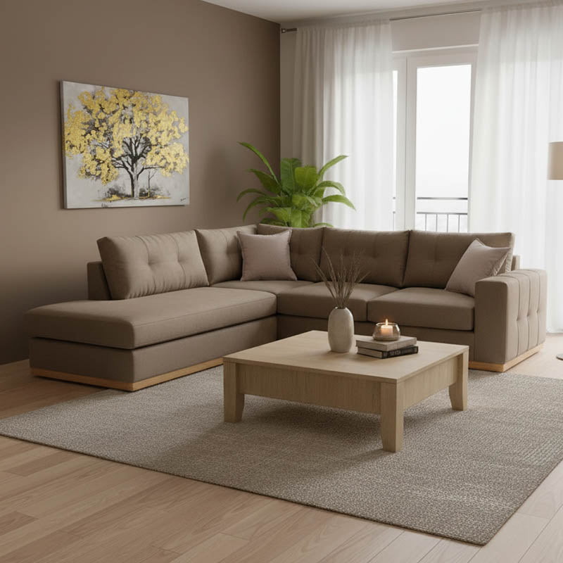 Γωνιακός καναπές δεξιά γωνία Boston  ύφασμα mocha-cream 280x225x90εκ - Pakobazaar
