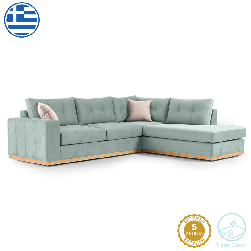 Γωνιακός καναπές αριστερή γωνία Boston  ύφασμα ciel-cream 280x225x90εκ - Pakobazaar