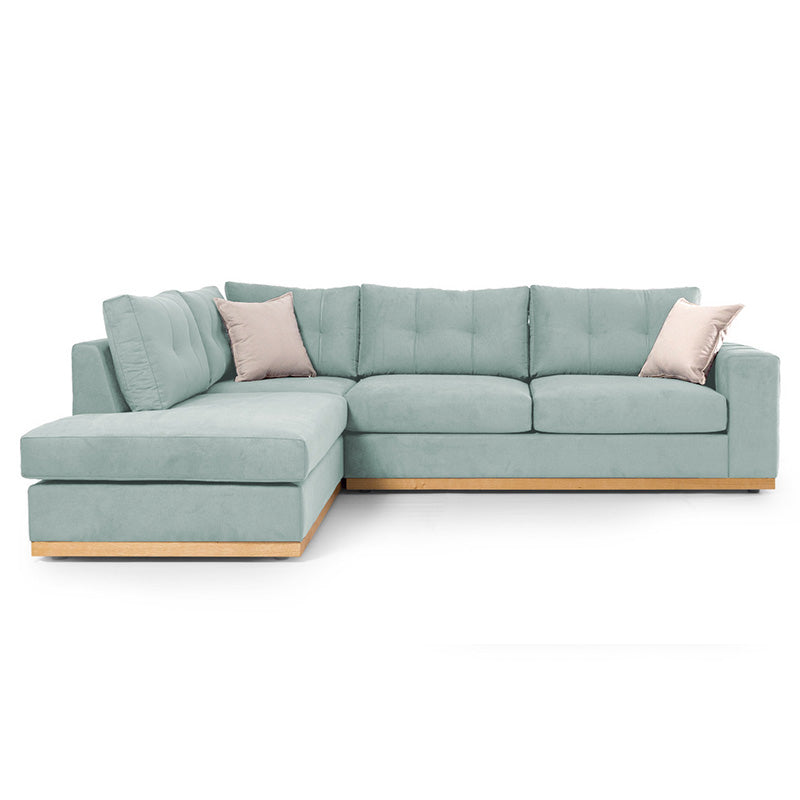 Γωνιακός καναπές δεξιά γωνία Boston  ύφασμα ciel-cream 280x225x90εκ - Pakobazaar