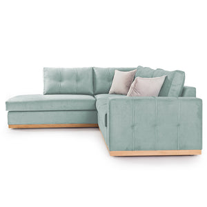 Γωνιακός καναπές δεξιά γωνία Boston  ύφασμα ciel-cream 280x225x90εκ - Pakobazaar