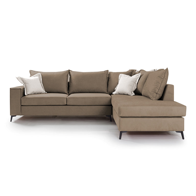 Γωνιακός καναπές αριστερή γωνία Romantic  ύφασμα mocha-cream 290x235x95εκ - Pakobazaar
