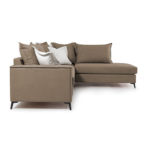 Γωνιακός καναπές αριστερή γωνία Romantic  ύφασμα mocha-cream 290x235x95εκ - Pakobazaar