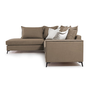 Γωνιακός καναπές δεξιά γωνία Romantic  ύφασμα mocha-cream 290x235x95εκ - Pakobazaar