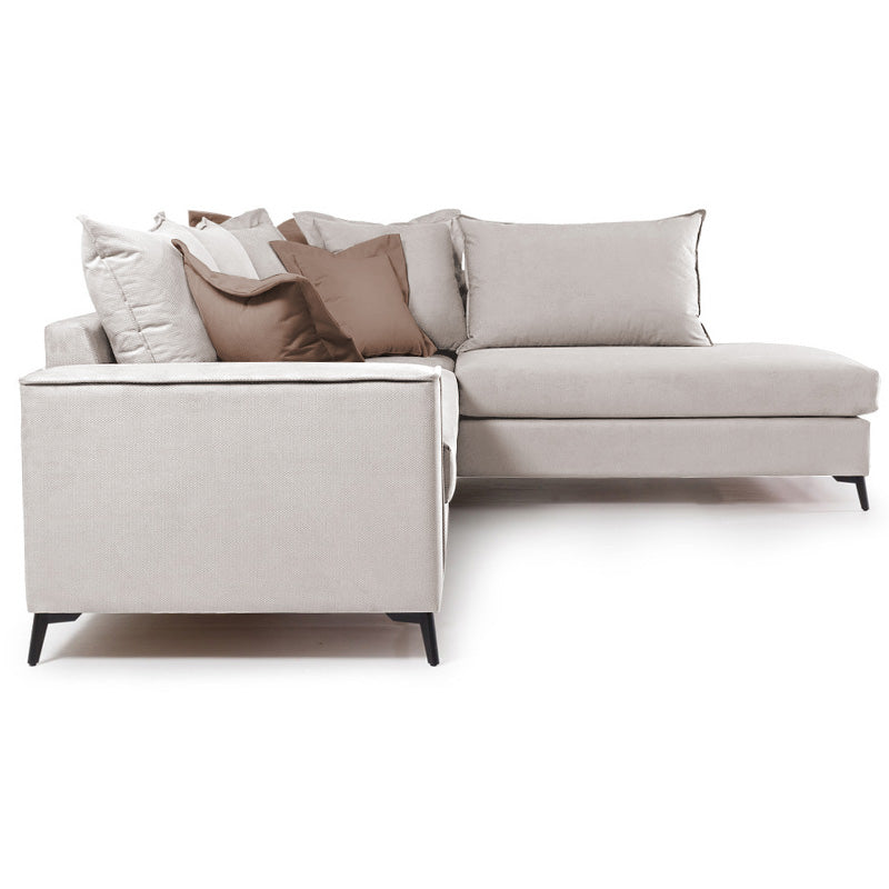Γωνιακός καναπές αριστερή γωνία Romantic  ύφασμα cream-mocha 290x235x95εκ - Pakobazaar