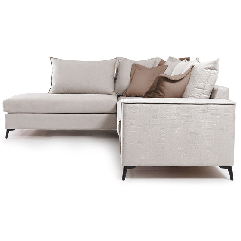 Γωνιακός καναπές δεξιά γωνία Romantic  ύφασμα cream-mocha 290x235x95εκ - Pakobazaar