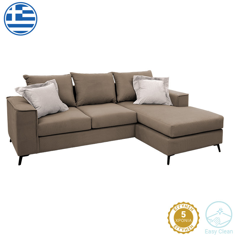 Γωνιακός καναπές Fabulous  αναστρέψιμος ύφασμα mocha-cream 240x165x95εκ - Image 1