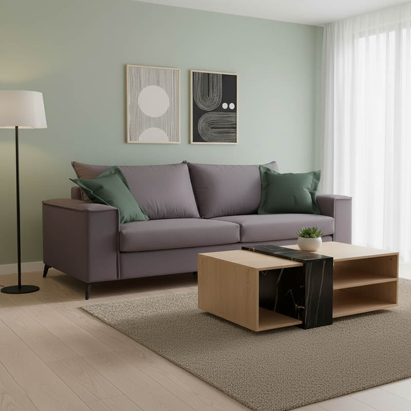 Καναπές Verona 3θέσιος ανθρακί - μαξιλάρια κυπαρισσί 225x93x100εκ - Image 2