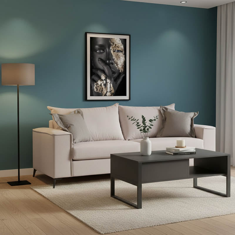 Καναπές Verona 3θέσιος cream - μαξιλάρια mocha 225x93x100εκ - Pakobazaar