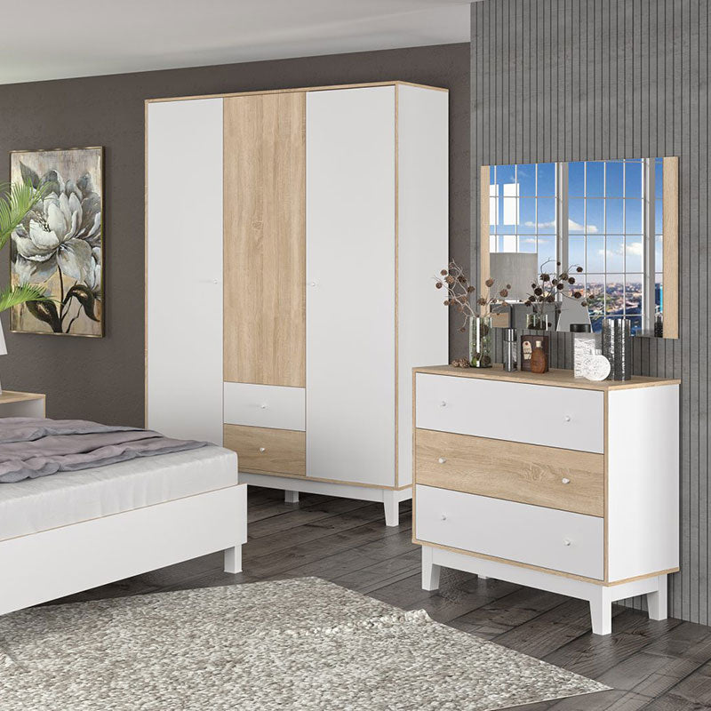 Ντουλάπα Awell  τρίφυλλη sonoma-λευκό 153.5x54.5x216εκ - Pakobazaar