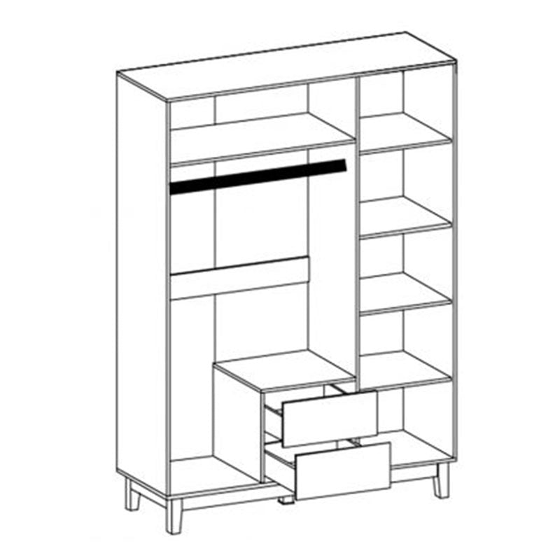 Ντουλάπα Awell  τρίφυλλη sonoma-λευκό 153.5x54.5x216εκ - Pakobazaar