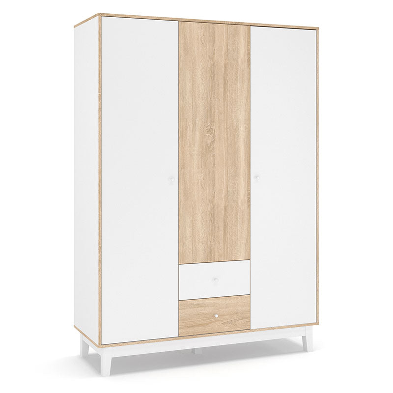 Ντουλάπα Awell  τρίφυλλη sonoma-λευκό 153.5x54.5x216εκ - Pakobazaar