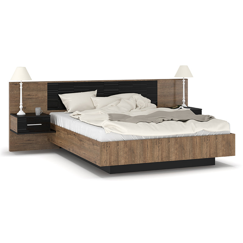 Κρεβάτι Romilly  μαύρο gloss-καρυδί 160x200εκ - Pakobazaar