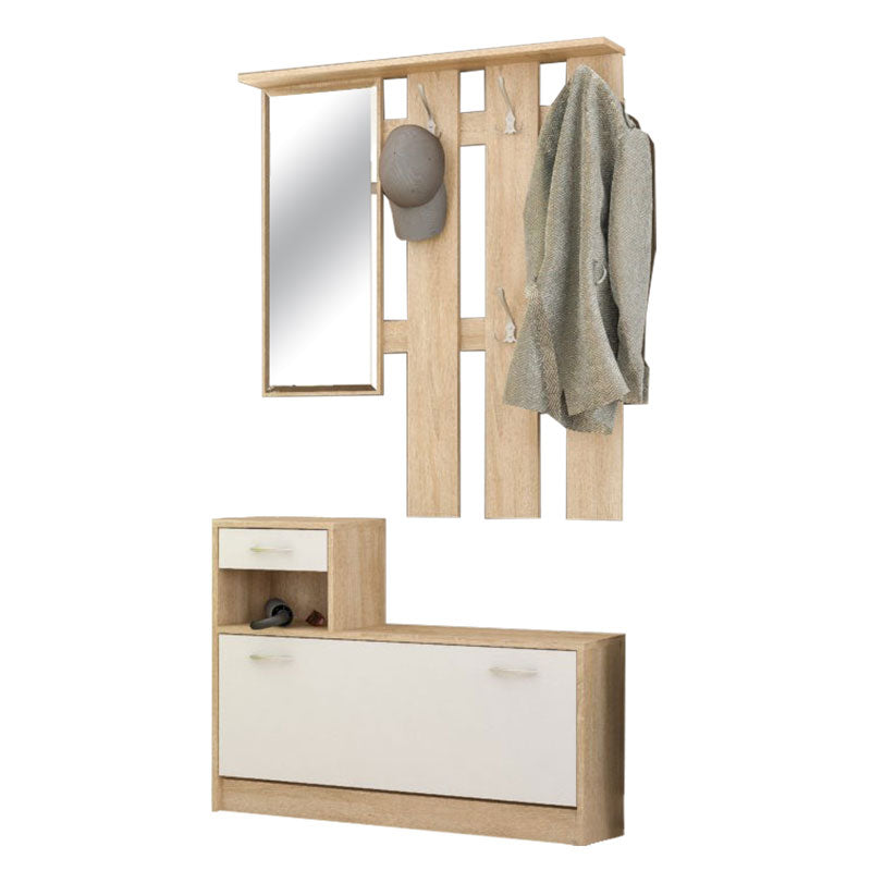 Έπιπλο εισόδου Jamie  φυσικό-λευκό 100x27.5x187εκ - Pakobazaar