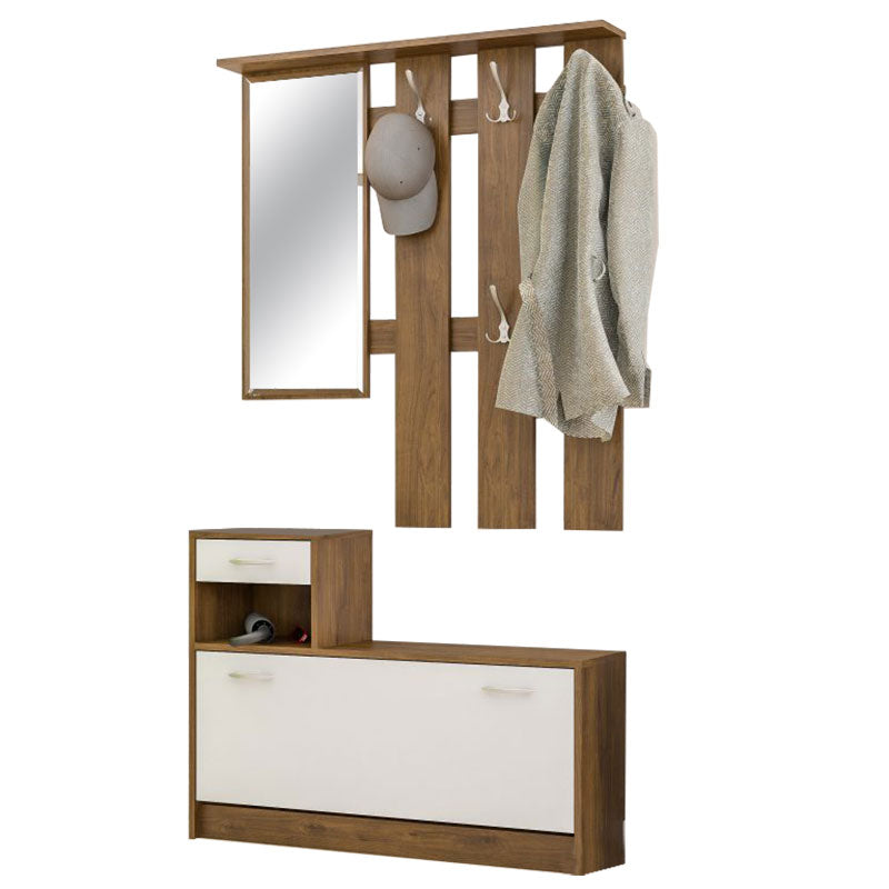 Έπιπλο εισόδου Jamie  καρυδί-λευκό 100x27,5x187εκ - Pakobazaar