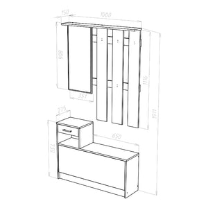 Έπιπλο εισόδου Jamie  καρυδί-λευκό 100x27,5x187εκ - Pakobazaar