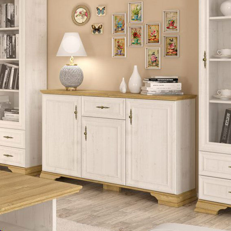 Μπουφές Jaden  golden oak-λευκό antique 137,5x39x88,5εκ - Pakobazaar