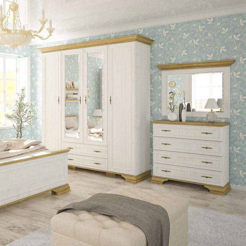 Συρταριέρα Jaden  4ων συρταριών golden oak-λευκό antique 93,5x39x88,5εκ - Image 2