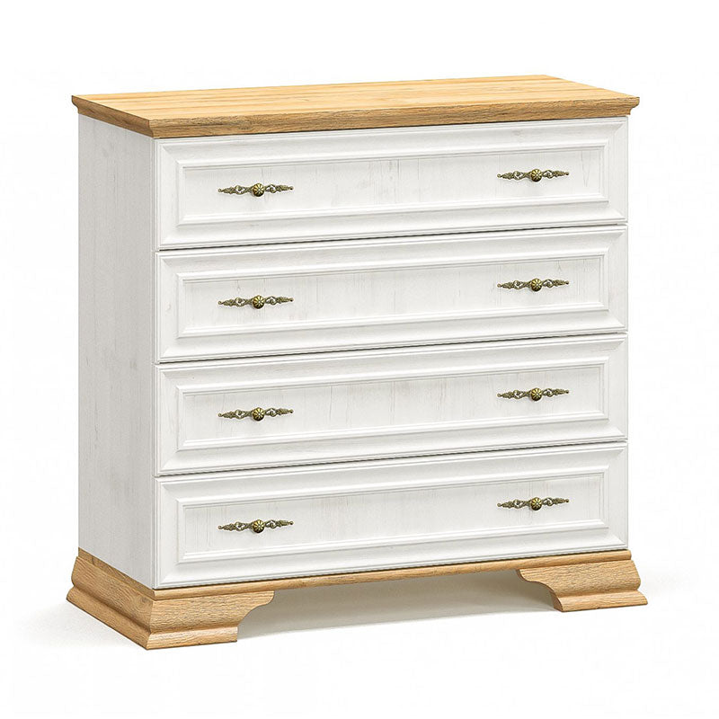 Συρταριέρα Jaden  4ων συρταριών golden oak-λευκό antique 93,5x39x88,5εκ - Image 1