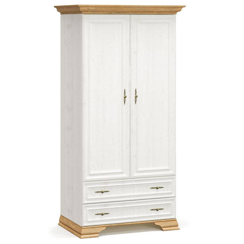 Ντουλάπα Jaden  δίφυλλη golden oak-λευκό antique 101x62x197,5εκ - Pakobazaar