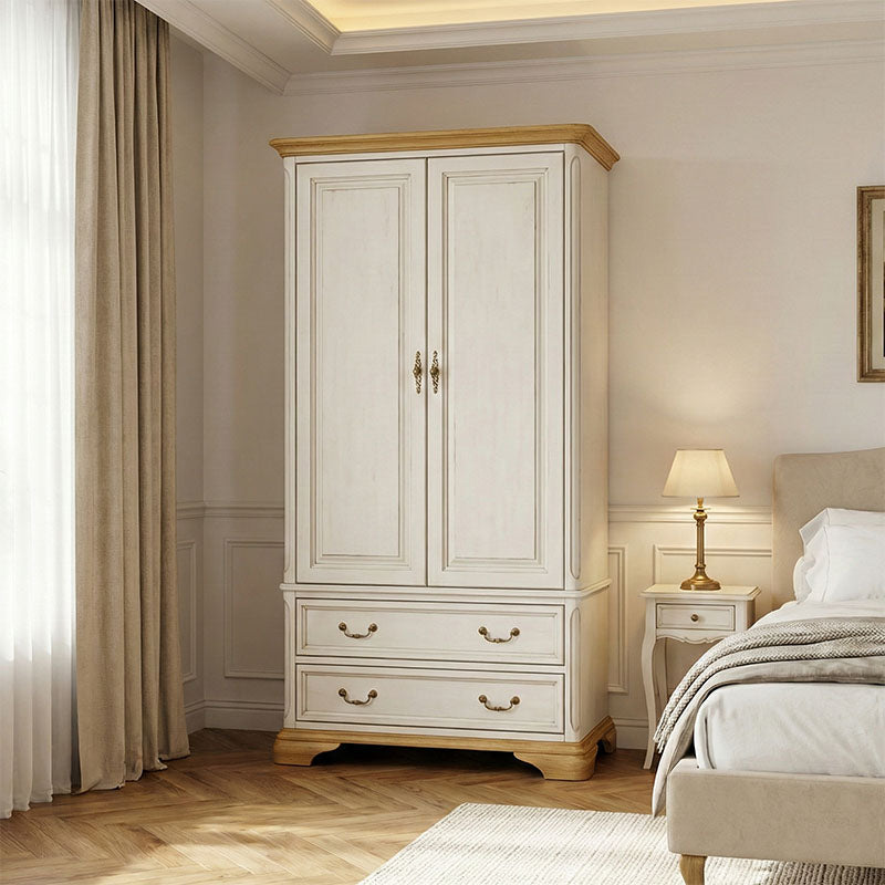Ντουλάπα Jaden  δίφυλλη golden oak-λευκό antique 101x62x197,5εκ - Pakobazaar