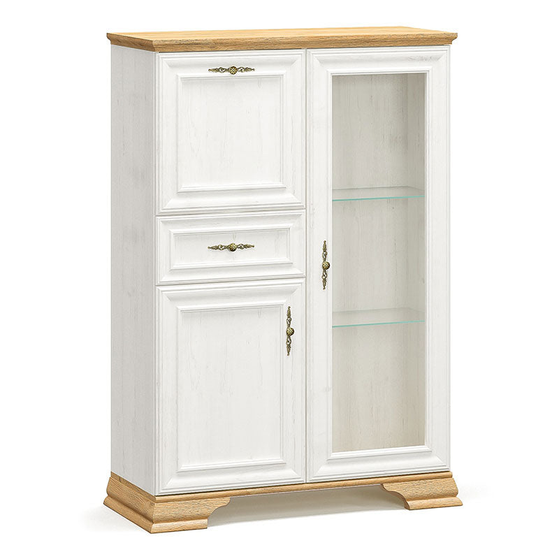Βιτρίνα Jaden  golden oak-λευκό antique 93,5x39x133εκ - Pakobazaar