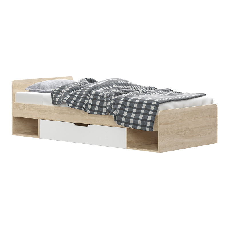 Κρεβάτι με συρτάρι Letto  σε oak - λευκό απόχρωση 90x200εκ - Pakobazaar