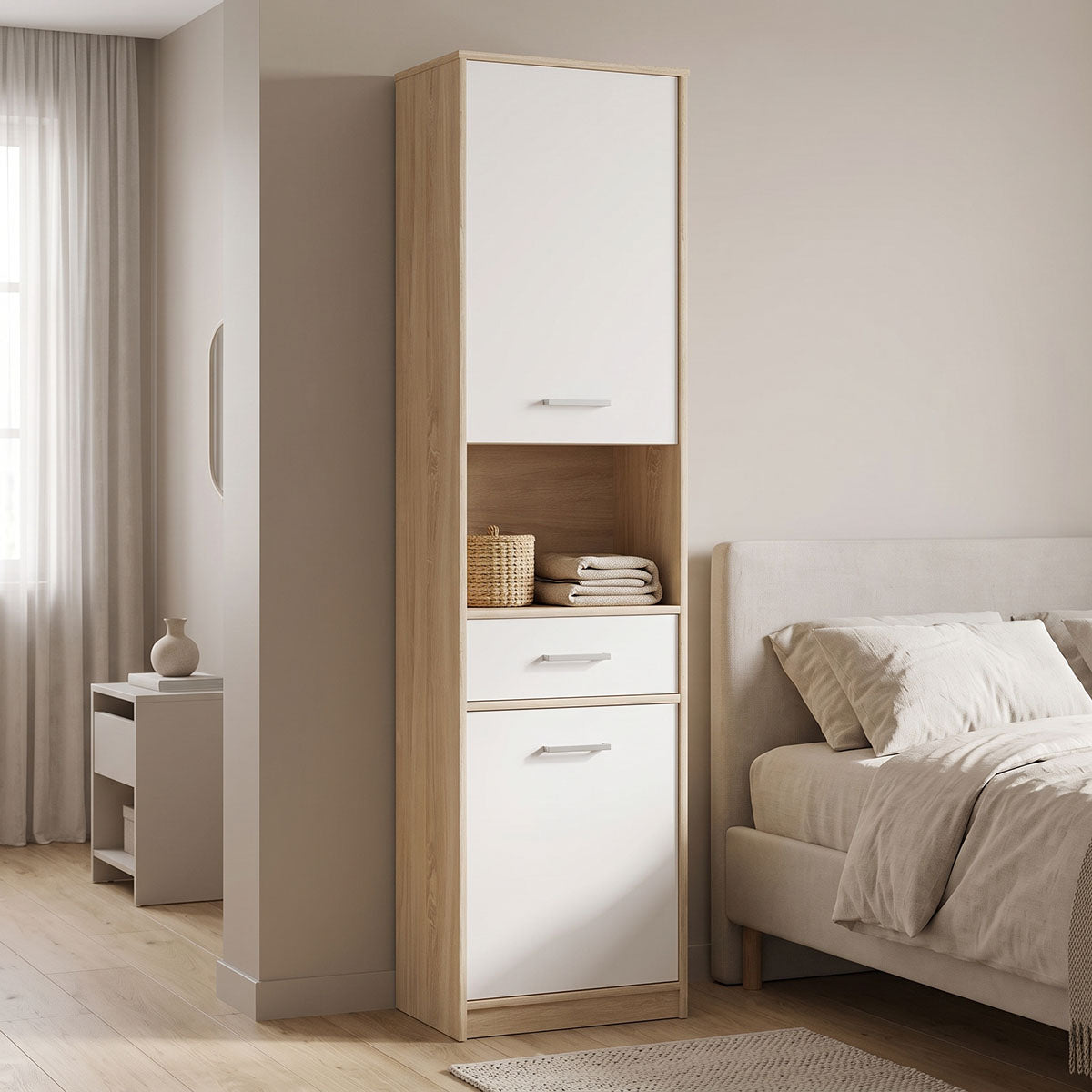 Στήλη Letto  σε oak - λευκό ματ απόχρωση 50,2x34,3x195εκ - Pakobazaar