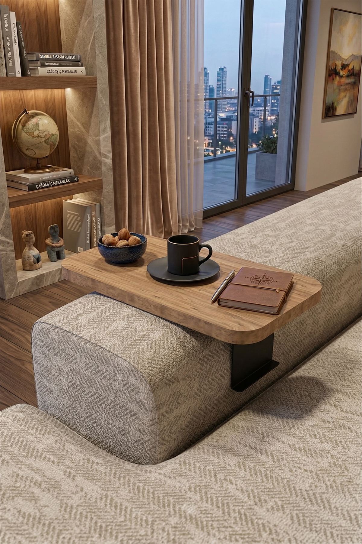 Τραπεζάκι Μπράτσου Καναπέ Milopotas Δρυς 35x20x10 εκ. MDF