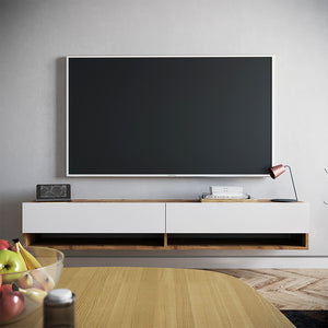 Έπιπλο τηλεόρασης επιτοίχιο Handra  λευκό-oak 180x31,5x29,5εκ - Image 4