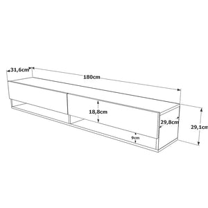 Έπιπλο τηλεόρασης επιτοίχιο Handra  λευκό-oak 180x31,5x29,5εκ - Image 5