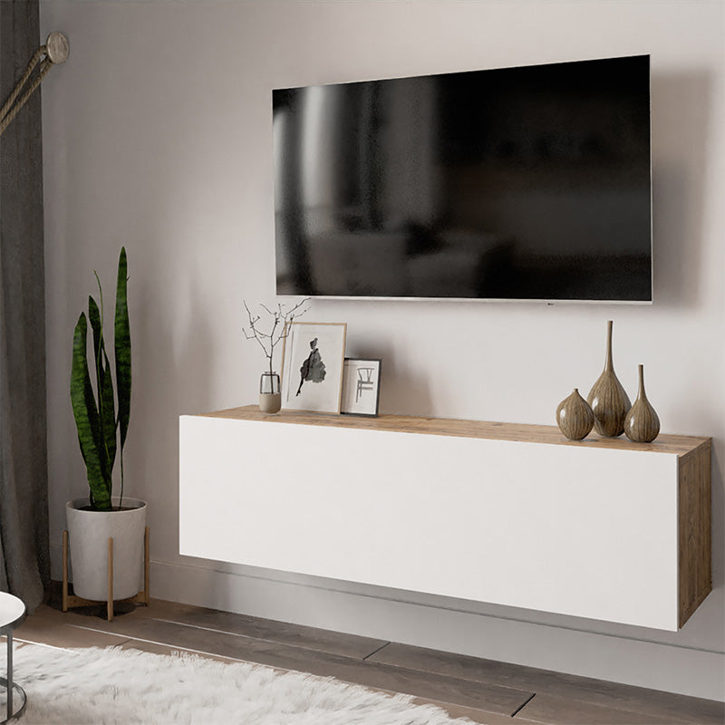 Έπιπλο τηλεόρασης επιτοίχιο Serit  λευκό-oak 100x31,5x29,5εκ - Pakobazaar