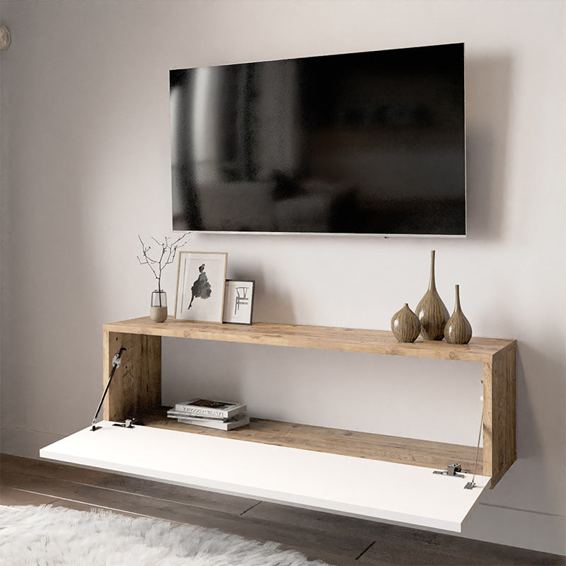 Έπιπλο τηλεόρασης επιτοίχιο Serit  λευκό-oak 100x31,5x29,5εκ - Pakobazaar