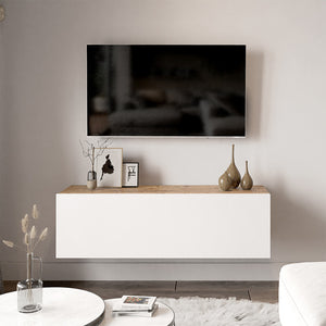 Έπιπλο τηλεόρασης επιτοίχιο Serit  λευκό-oak 100x31,5x29,5εκ - Pakobazaar